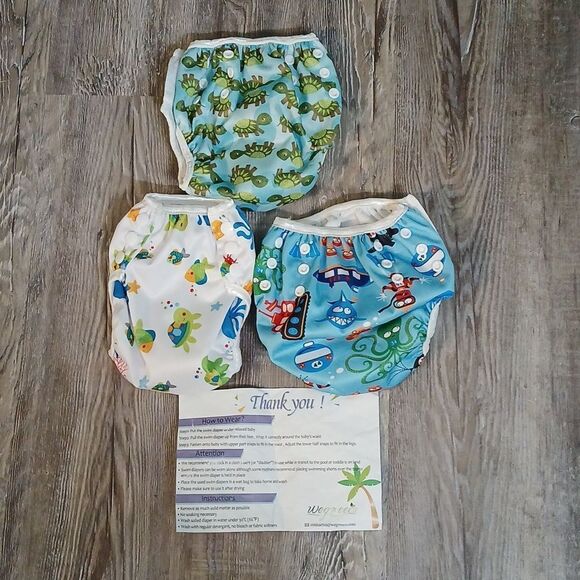 Adjustable Reusable Baby Swim Diapers Sz Small NWOT pack of 3 - Picture 2 of 12